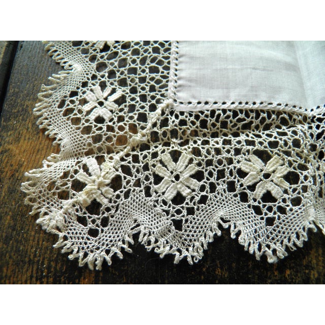 Antique Bobbin Lace Handkerchief Circa 1910 For Sale - Image 4 of 4