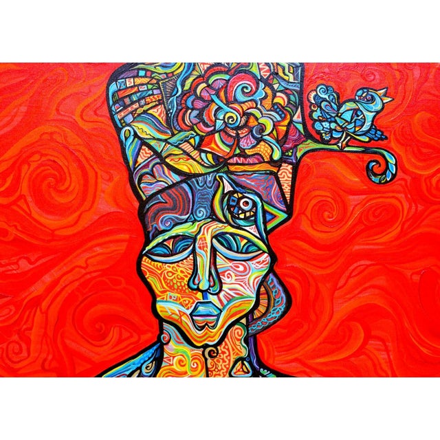 One of a kind biomorphic cubist painting by San Diego artist, Alexander Arshansky. This painting is acrylic on canvas. A...