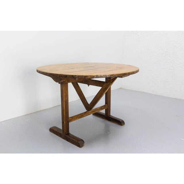 Brown French Foldable Table in Oak and Poplar, 1800s For Sale - Image 8 of 14