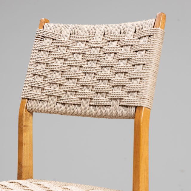 Wooden and Raffia Chairs, 1950s, Set of 4 For Sale - Image 6 of 14