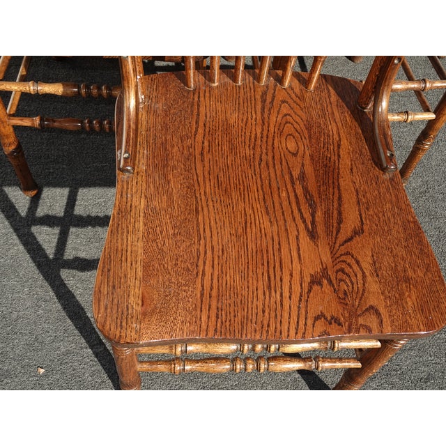 Set of Six Vintage Oak Pressback Dining Room Chairs ~ French Country 2of 2 For Sale - Image 10 of 12