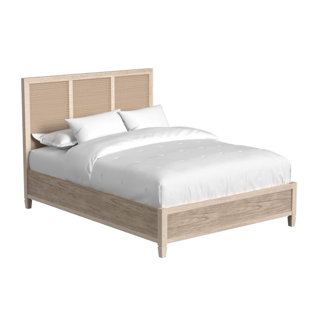 Flagstaff Queen Size Cane Panel Bed, Desert Sand For Sale In Chicago - Image 6 of 11