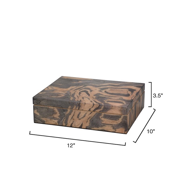 Contemporary Woodgrain Decorative Box, Navy Lacquer For Sale - Image 3 of 8