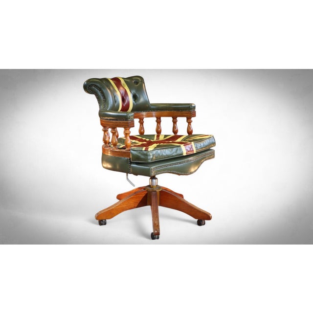 Captain's Swivel Leather Armchair, 2010s For Sale - Image 3 of 18