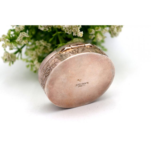 Silver Pill Box with Floral Motifs For Sale - Image 3 of 6