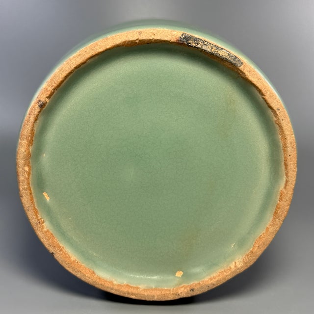 Ancient Chinese Longquan Celadon Dragon-Carp Twin Handle Vase | One of a Kind, Unique Single Example For Sale - Image 6 of 6
