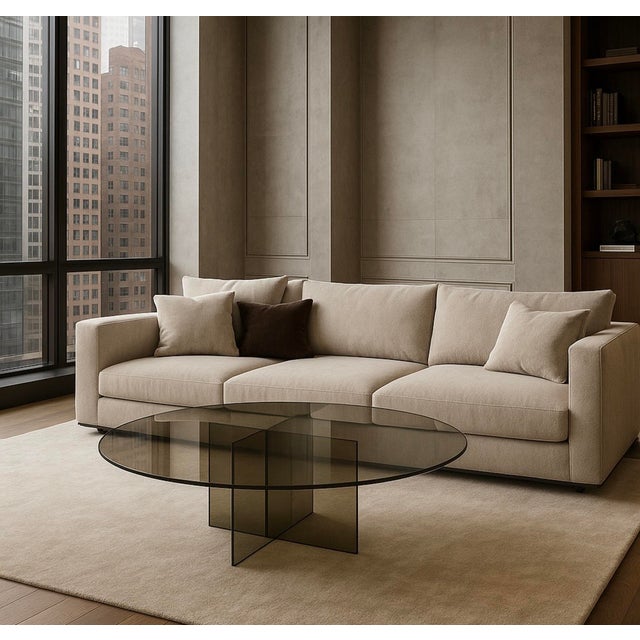 Contemporary Round Coffee Table in Bronzed Glass by Lebanto For Sale - Image 3 of 5
