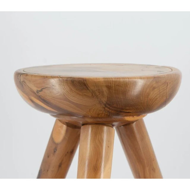 A charming Mid Century Yew alpine inspired low table stool, in a Charlotte Perriand manner. Circa 1960. Very tactile feel,...
