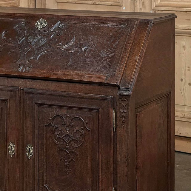 19th Century Liègeoise Louis XVI Style Solid Oak Secrétaire For Sale - Image 11 of 18