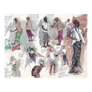 1960s Ivy Attwell Watercolor Figure Studies For Sale