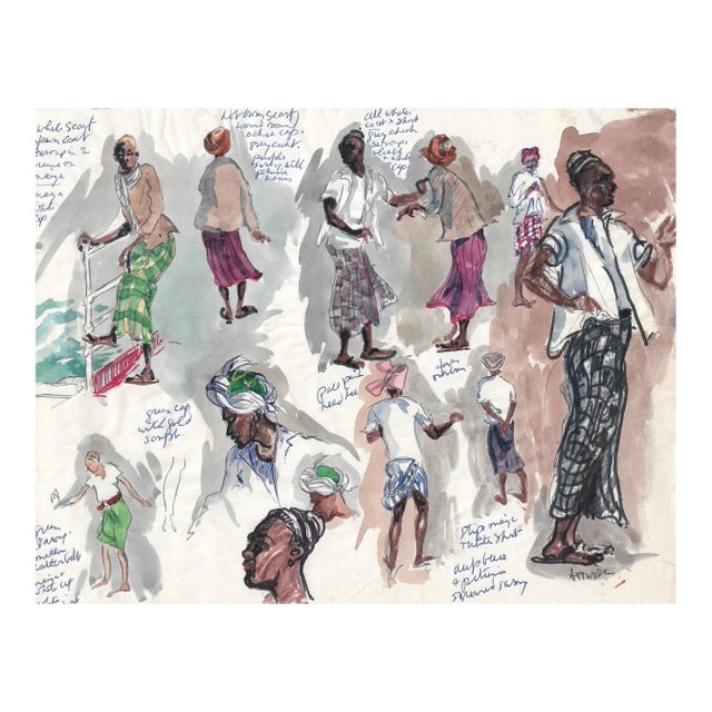 1960s Ivy Attwell Watercolor Figure Studies For Sale