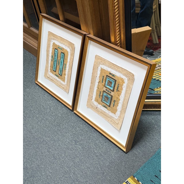 Kara Young - Framed Mixed Media Abstract Works, a Pair For Sale - Image 10 of 12