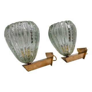 Murano Glass Wall Lights by Ercole Barovier for Barovier & Toso, 1980s, Set of 2 For Sale