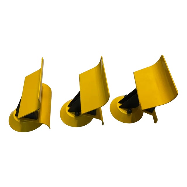 Mid-Century Italian Yellow Metal Sconces, Set of 3 For Sale