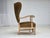 Scandinavian Wingback in Corduroy and Carved Oak, 1970s For Sale - Image 12 of 18