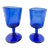 Pair of 1960s Vintage Hand Blown Cobalt Blue Stemmed Wine Goblets For Sale