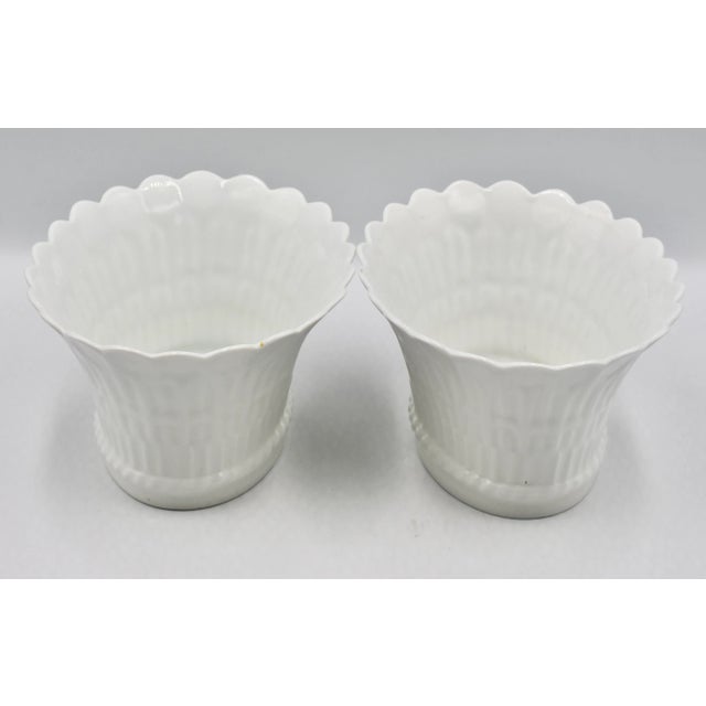 Limoges, France Early 20th Century French Country Chamart Limoges White Porcelain Planter Vase Cachepot 2pc Set For Sale - Image 4 of 8