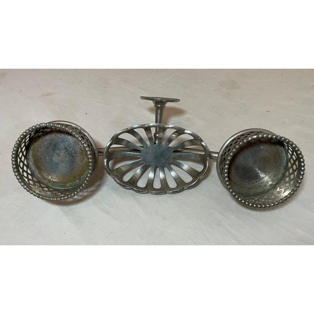 Metal Antique Industrial Nickel Plate Brass Bathroom Wall Fixture Soap Dish Cup Holder For Sale - Image 7 of 9