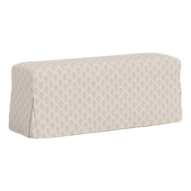 Stoffer Home x Cloth & Company Lindy Slipcover Dining Bench in Francie Floral Cream For Sale