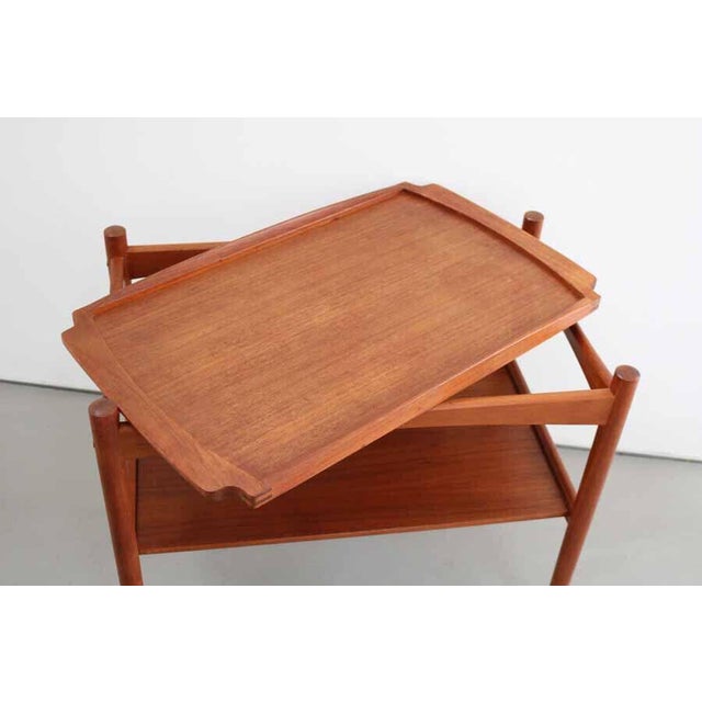 Teak Serving Trolley with Tray by Poul Hundevad, Denmark, 1960s For Sale - Image 6 of 10