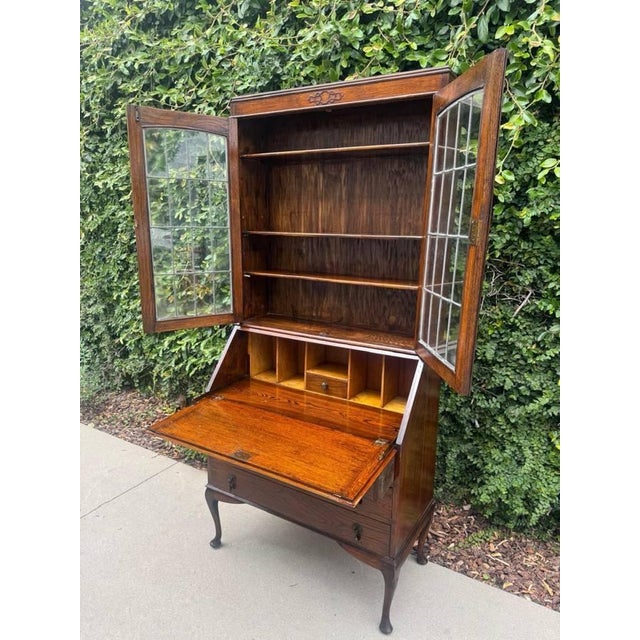 Vintage Uk Imported Edwardian Style Bureau Bookcase/Secretary Desk For Sale - Image 17 of 18