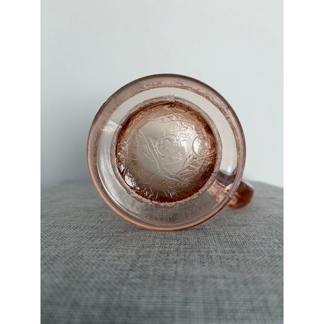1930s Jeannette Cherry Blossom Pink Depression Glass 36 Oz Pitcher 7" High For Sale - Image 4 of 4