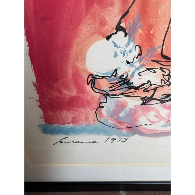 Collection of Three Signed Figurative Ink & Watercolor Works, 1973–1975 For Sale In San Francisco - Image 6 of 9