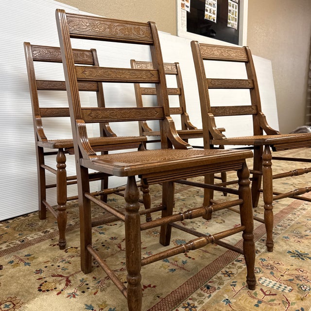 Victorian Ladderback Dining Chairs, Set of Four For Sale - Image 4 of 12