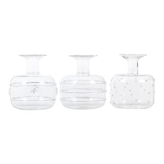 Unique Glass Vases, Assorted Styles, Set of 3 For Sale