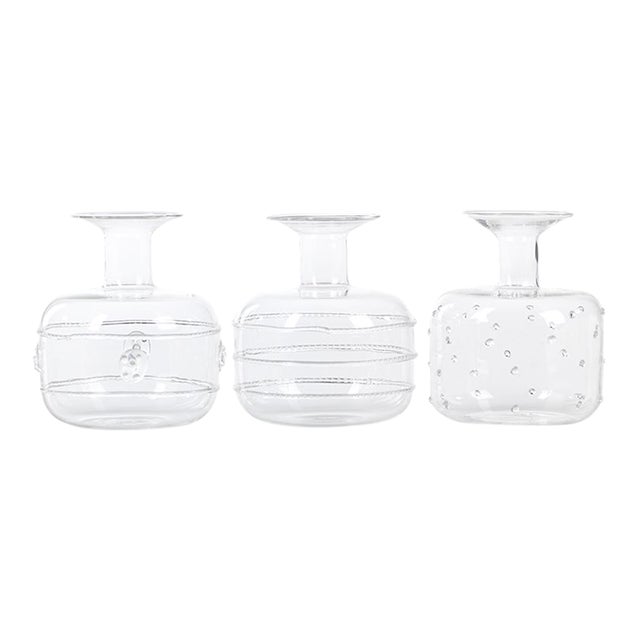 Unique Glass Vases, Assorted Styles, Set of 3 For Sale
