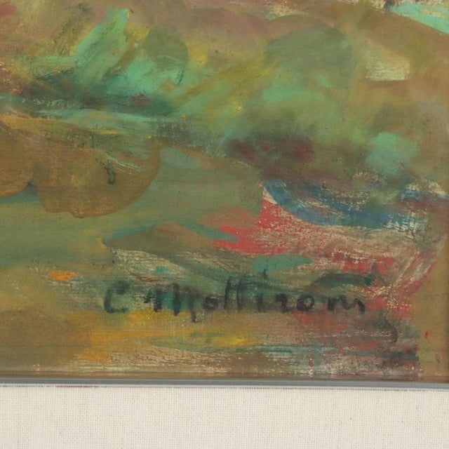 Textile Cesarina Mottironi, Landscape Painting, Oil on Cardboard For Sale - Image 7 of 10