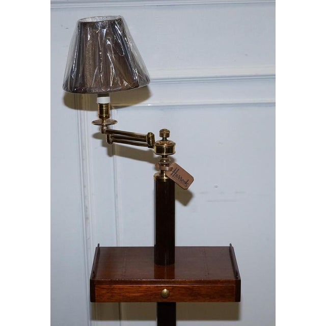 A rare and beautifully crafted harrods london reading lamp stand side table, fully restored and finished to an exceptional...