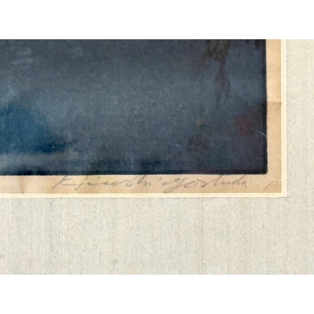 1920s Framed Japanese Woodblock Print Yoshida Hiroshi Hirakawa Bridge For Sale - Image 5 of 12
