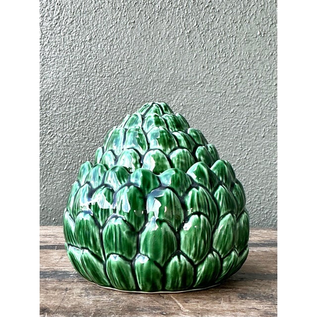 Vintage Glazed Ceramic Lidded Artichoke For Sale - Image 12 of 12