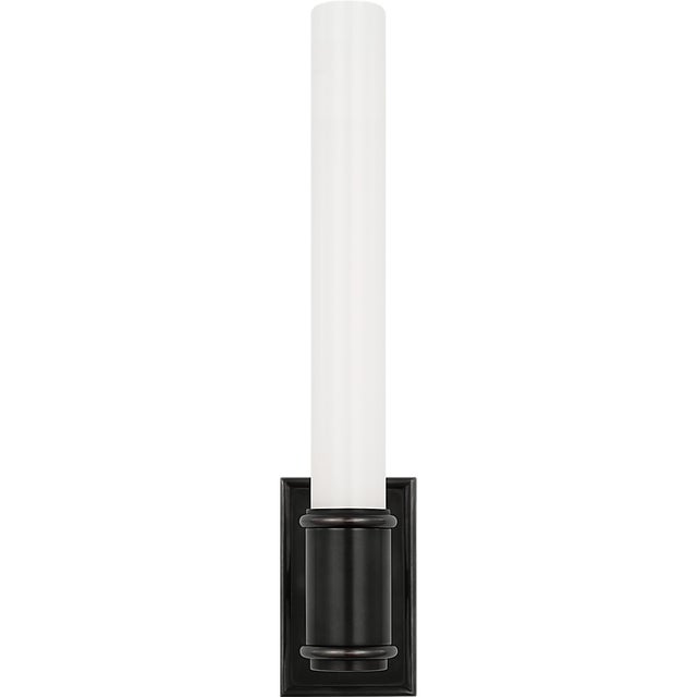 Chapman & Myers for Visual Comfort Signature Owen 14" Single Bath Light in Bronze with White Glass For Sale