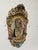 Large holy water stoup depicting the Madonna of Pompeii, entirely handmade with three little cherub angels and two doves,...