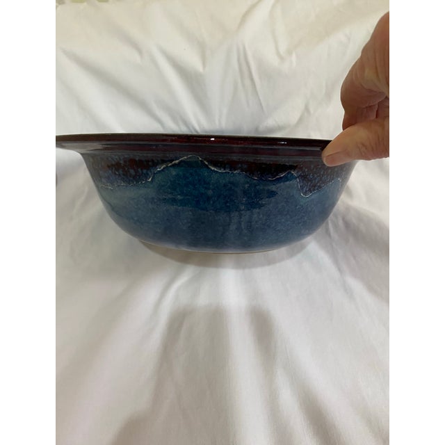 Blue and Red stoneware bowl, 11.5”, by Bill Stewart who has been in collections of Smithsonian Museum. Nationally known...