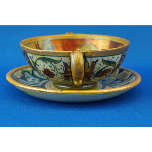 Antique Ceramic Soup Bowl with Saucer by Alfredo Santarelli, 1890s, Set of 2 For Sale - Image 4 of 18