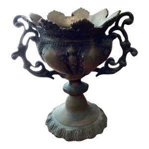Antique 18th Century Brass Bronze French Style Goblet Urn Vase or Planter Ornate Loving Cup Anita Speedo Design