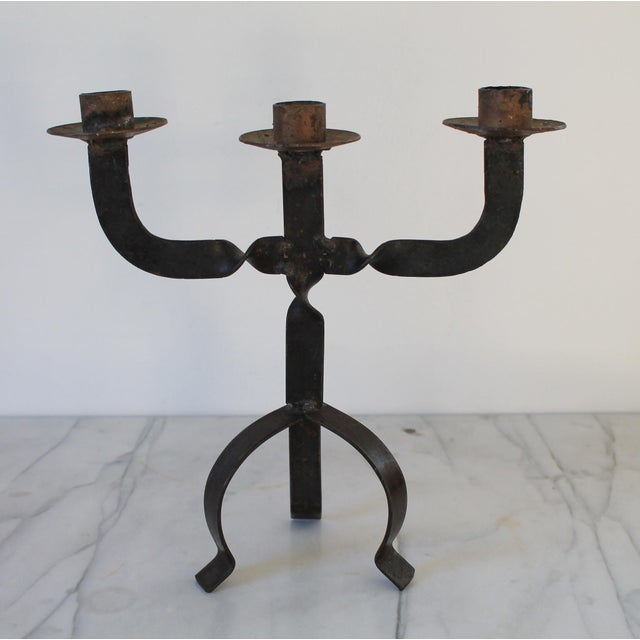 Mid-Century Modern Vintage Brutalist Mid-Century Wrought Iron Candelabra For Sale - Image 3 of 10