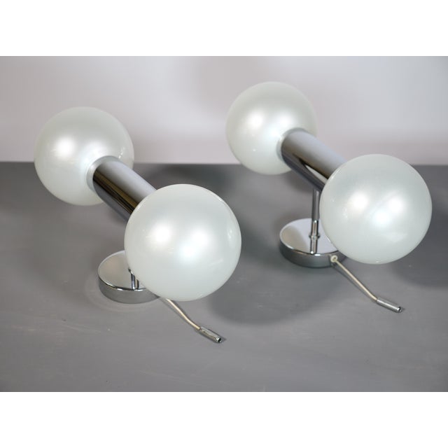 Motoko Ishii Space Age Chrome Wall Lights by Motoko Ishii for Staff, 1970s, Set of 2 For Sale - Image 4 of 13