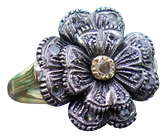 Gold and Silver Ring with Diamond Chips
