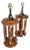 Pair Post Modern Gold Brass and Oak Wood Large Table Lamps For Sale