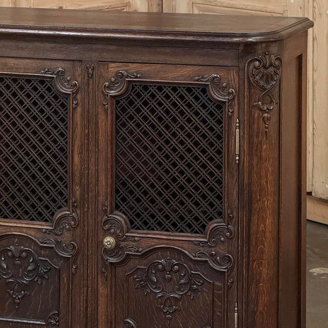 Burnt Umber Antique Liegoise Louis XIV Credenza With Lattice Doors For Sale - Image 8 of 17
