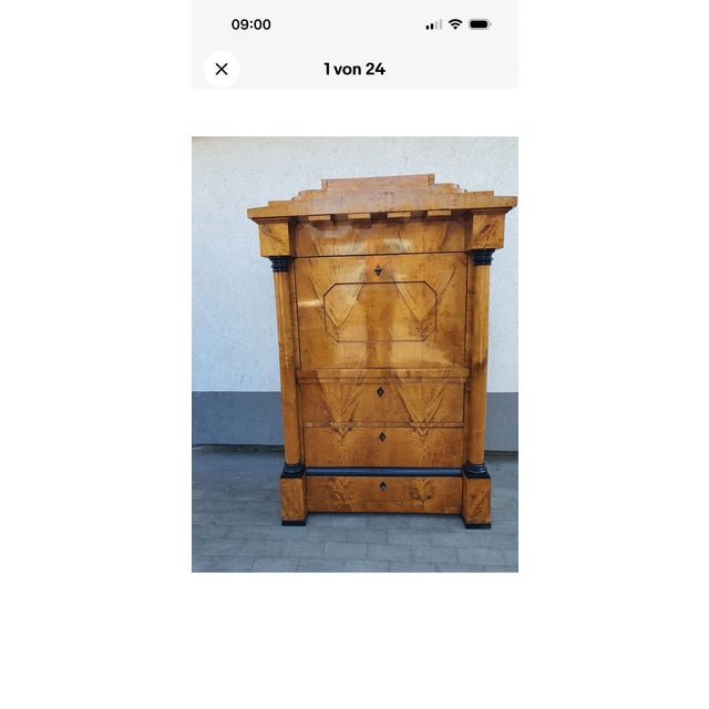 Biedermeier Secretary Desk in Cherrywood with Columns, 1820 For Sale - Image 18 of 18