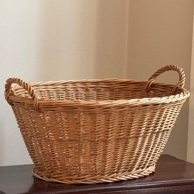 Vintage French Style Wicker Laundry Basket For Sale - Image 16 of 16