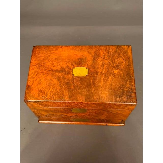 Antique English Burl Walnut Writing Box / Document Chest With Quill Compartment, Circa 1820 For Sale In Indianapolis - Image 6 of 17