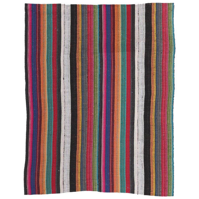 Late 20th Century Vintage Rainbow Stripe Kilim Rug, 05'08 X 07'01 For Sale - Image 10 of 10