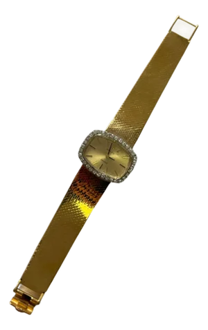 Vintage Rolex Orchid Diamonds Halo Set 18 Karat Yellow Gold Estate Classic Watch