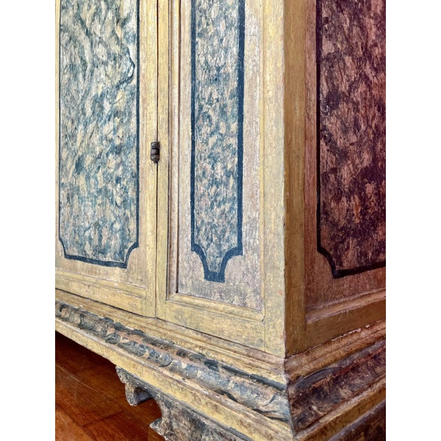 Black Antique Italian Renaissance Painted Marble Lacquer Wooden Cabinet, 1500s For Sale - Image 8 of 18